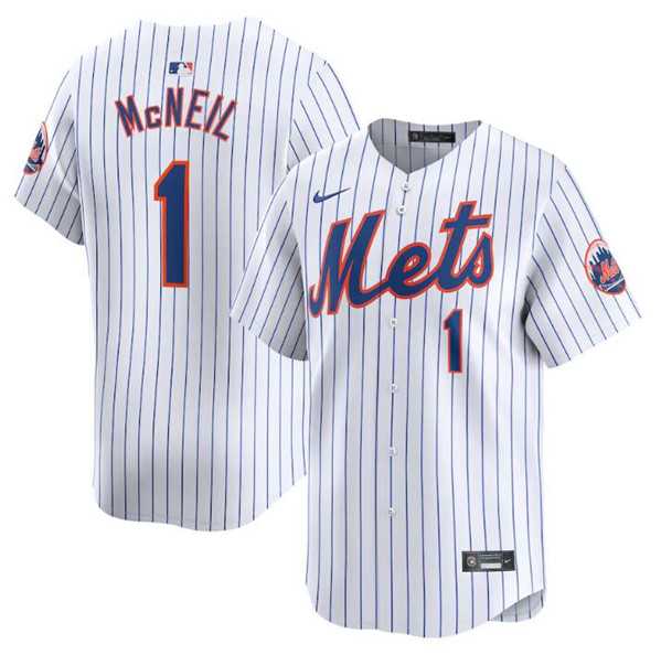 Men%27s New York Mets #1 Jeff McNeil White 2024 Home Limited Stitched Baseball Jersey Dzhi->new york mets->MLB Jersey